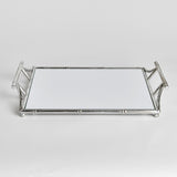 Napa Antique Silver/Mirrored Glass DAPHNE MIRRORED TRAY WITH HANDLES