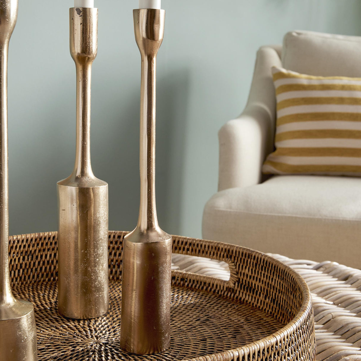 Napa Champagne Gold INGE TAPER HOLDERS, SET OF 3