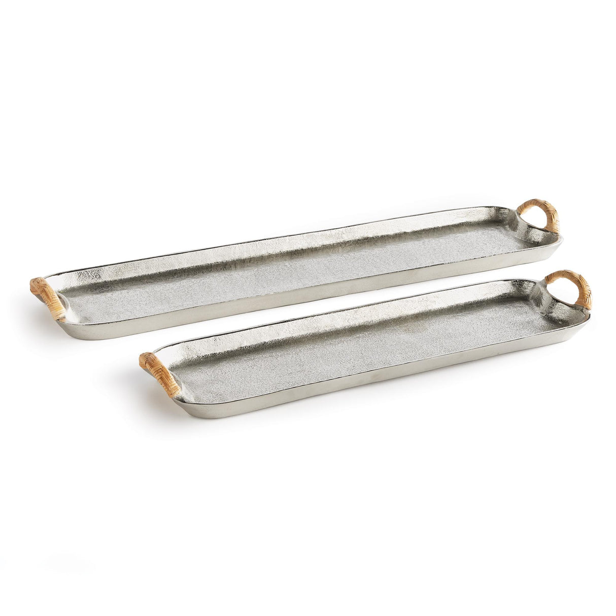 Napa Silver/Natural HELENA DECORATIVE LONG TRAYS, SET OF 2