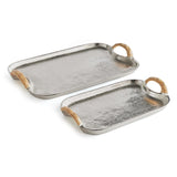 Napa Silver/Natural HELENA DECORATIVE TRAYS, SET OF 2