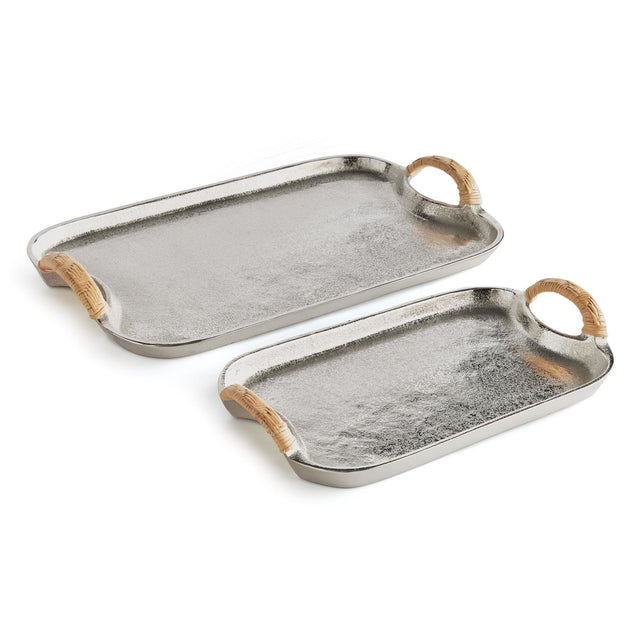 Napa Silver/Natural HELENA DECORATIVE TRAYS, SET OF 2