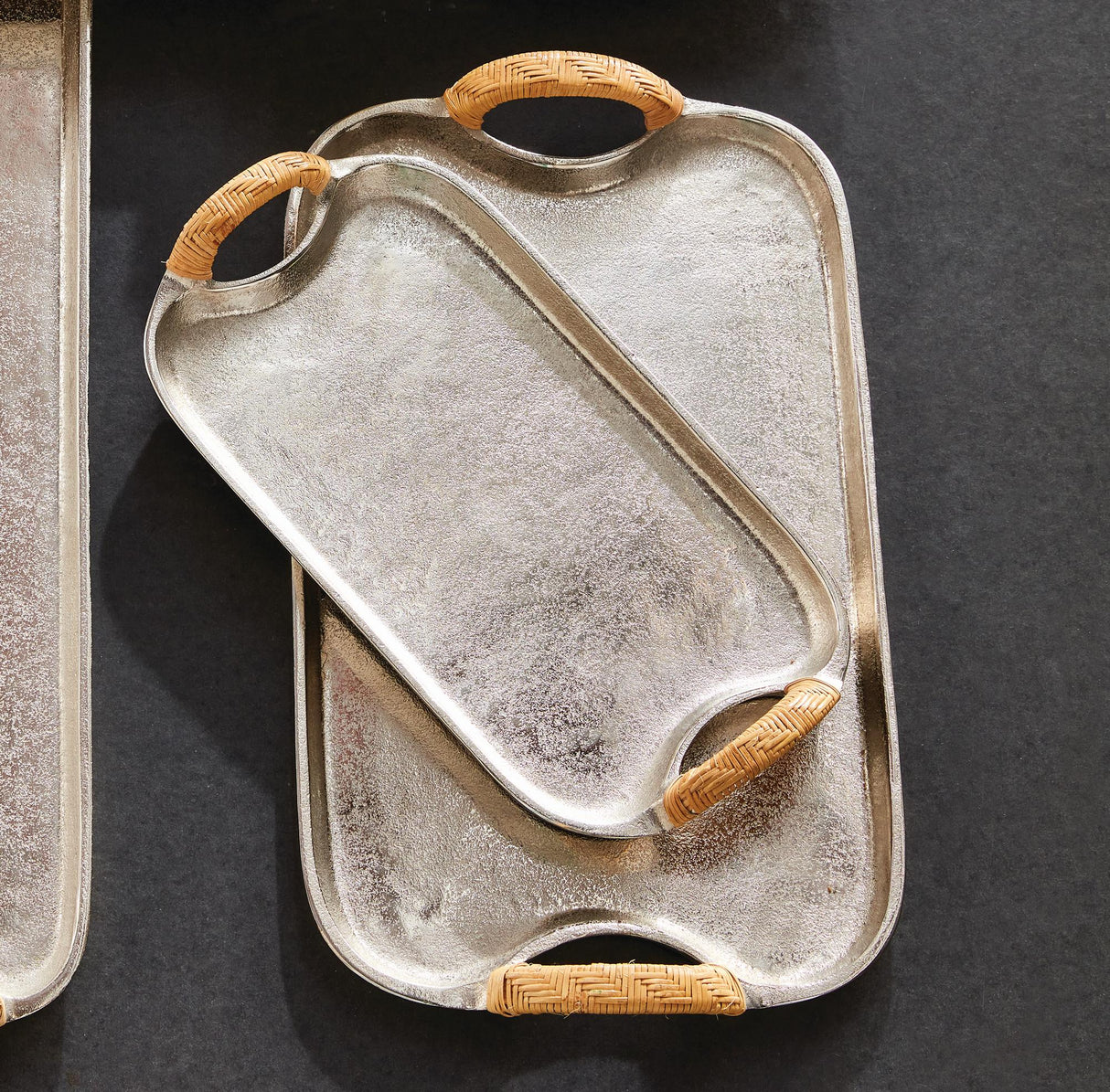 Napa Silver/Natural HELENA DECORATIVE TRAYS, SET OF 2