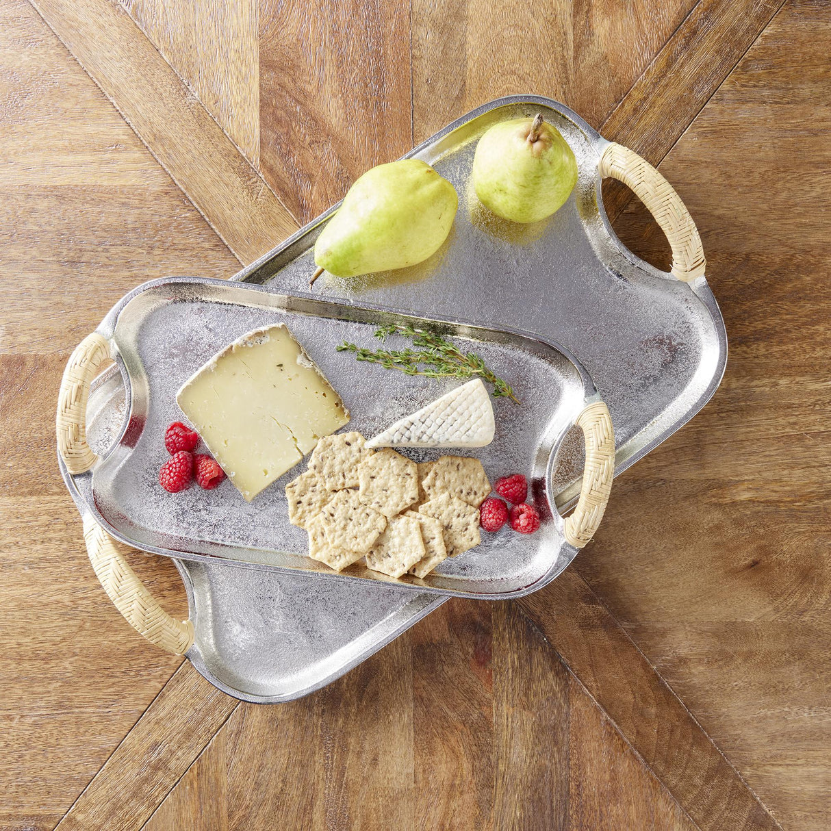 Napa Silver/Natural HELENA DECORATIVE TRAYS, SET OF 2