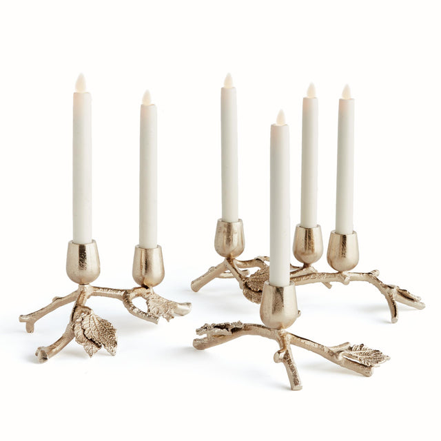 Napa Champagne Gold PARNA TAPER HOLDERS, SET OF 3