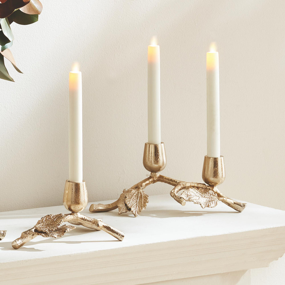 Napa Champagne Gold PARNA TAPER HOLDERS, SET OF 3