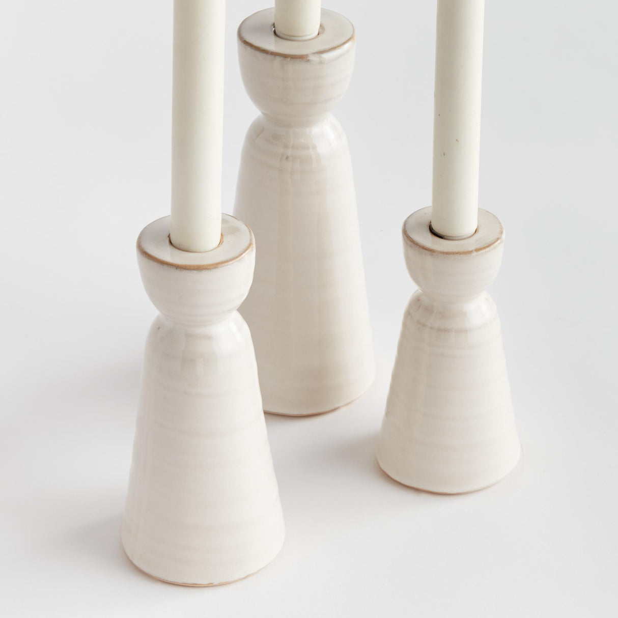 Napa Cream LIBBEY TAPER HOLDERS, SET OF 3