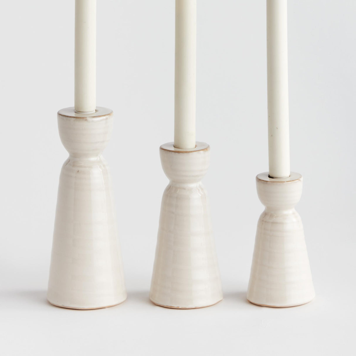 Napa Cream LIBBEY TAPER HOLDERS, SET OF 3