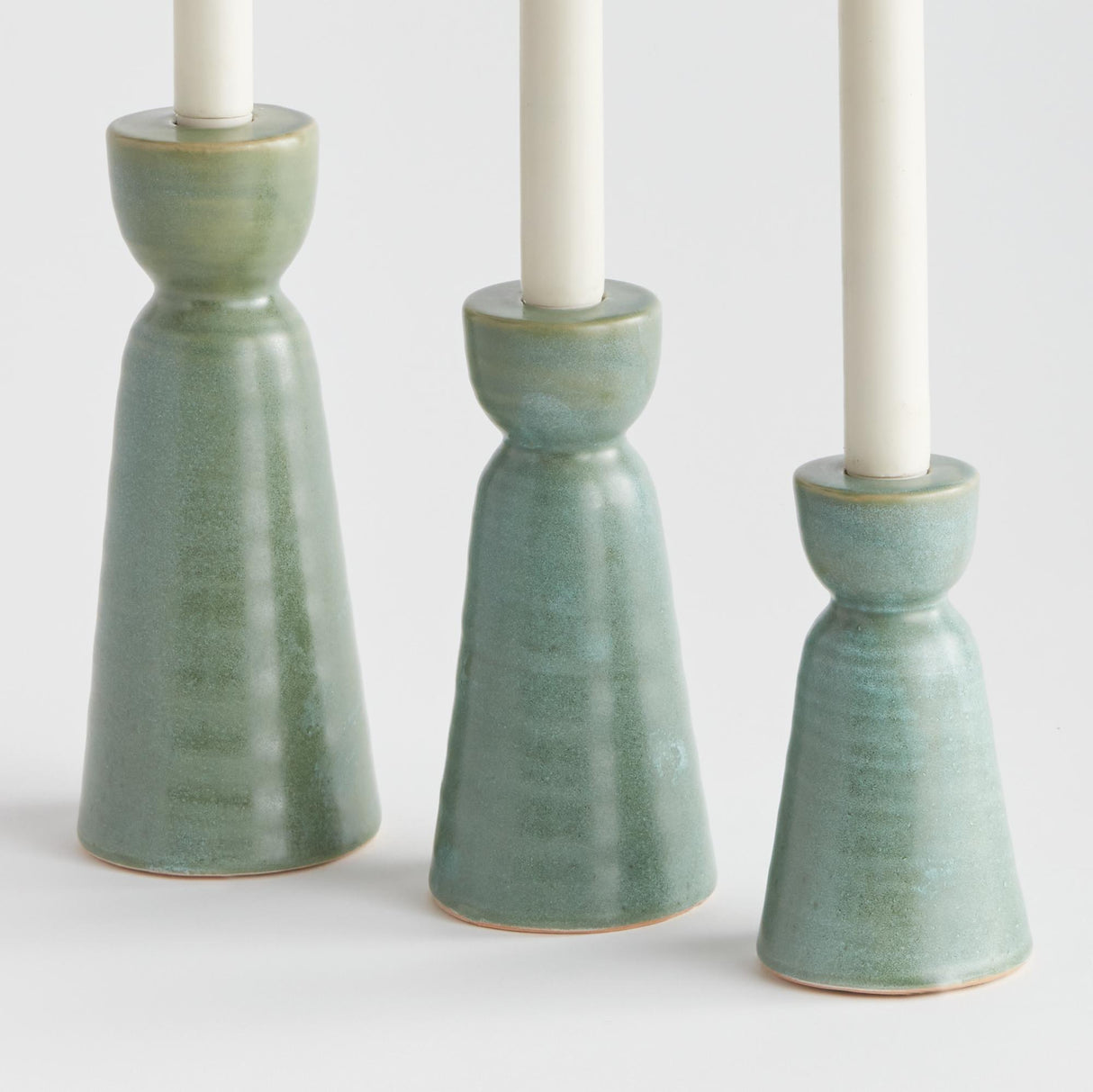 Napa Green LIBBEY TAPER HOLDERS, SET OF 3