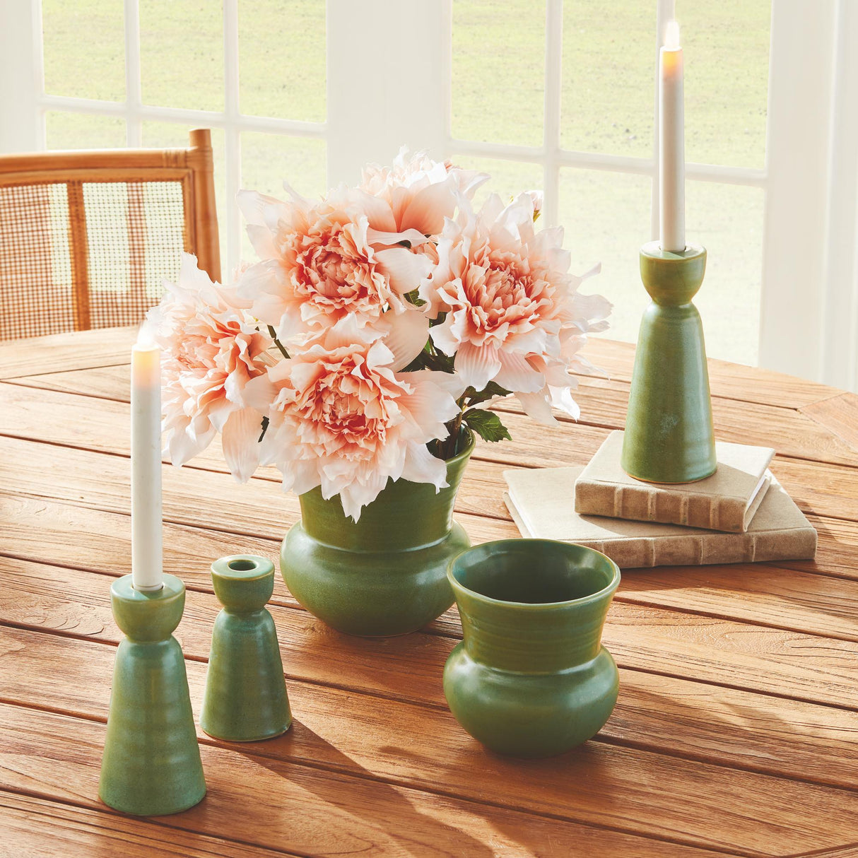 Napa Green LIBBEY TAPER HOLDERS, SET OF 3