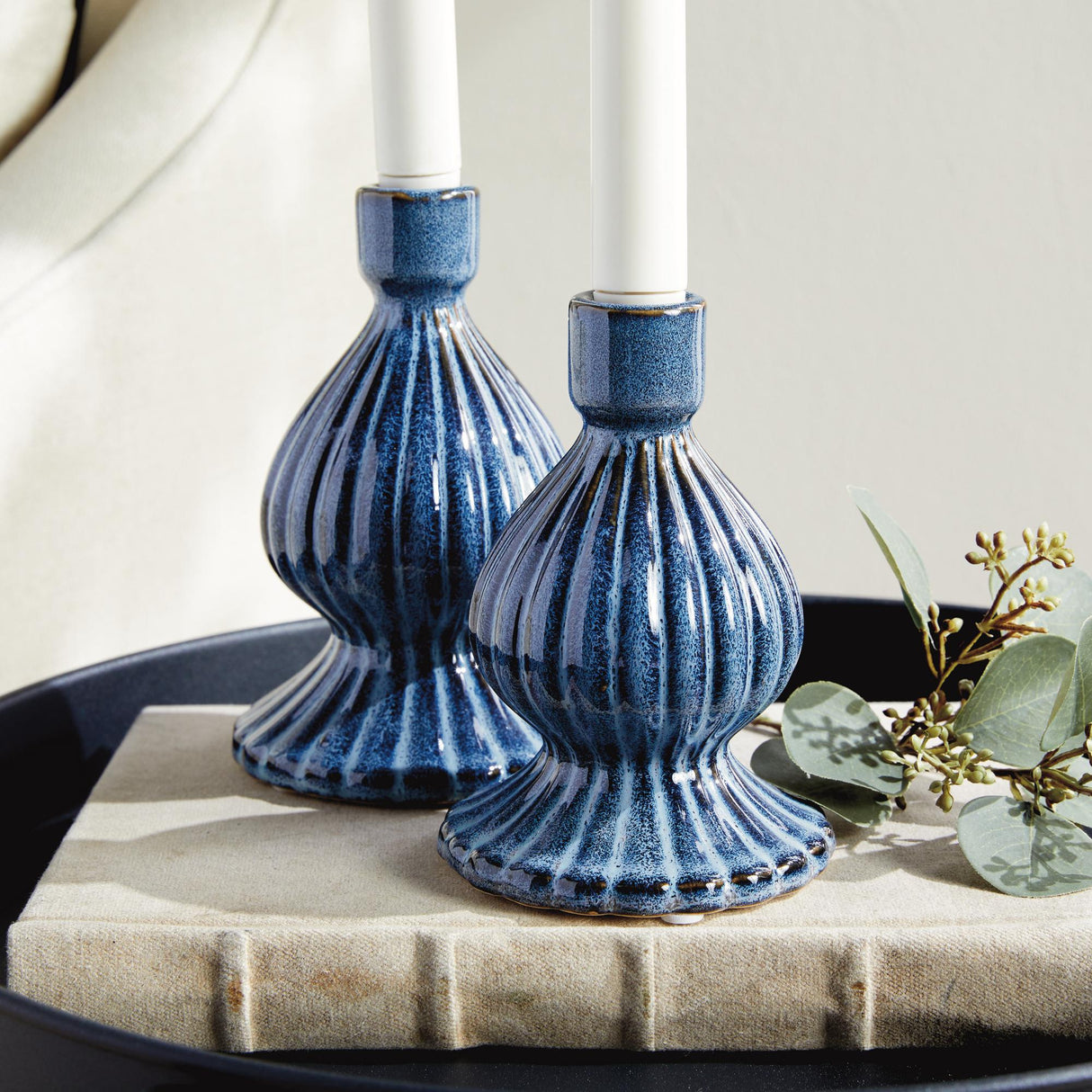 Napa Blue MELA TAPER HOLDERS, SET OF 2