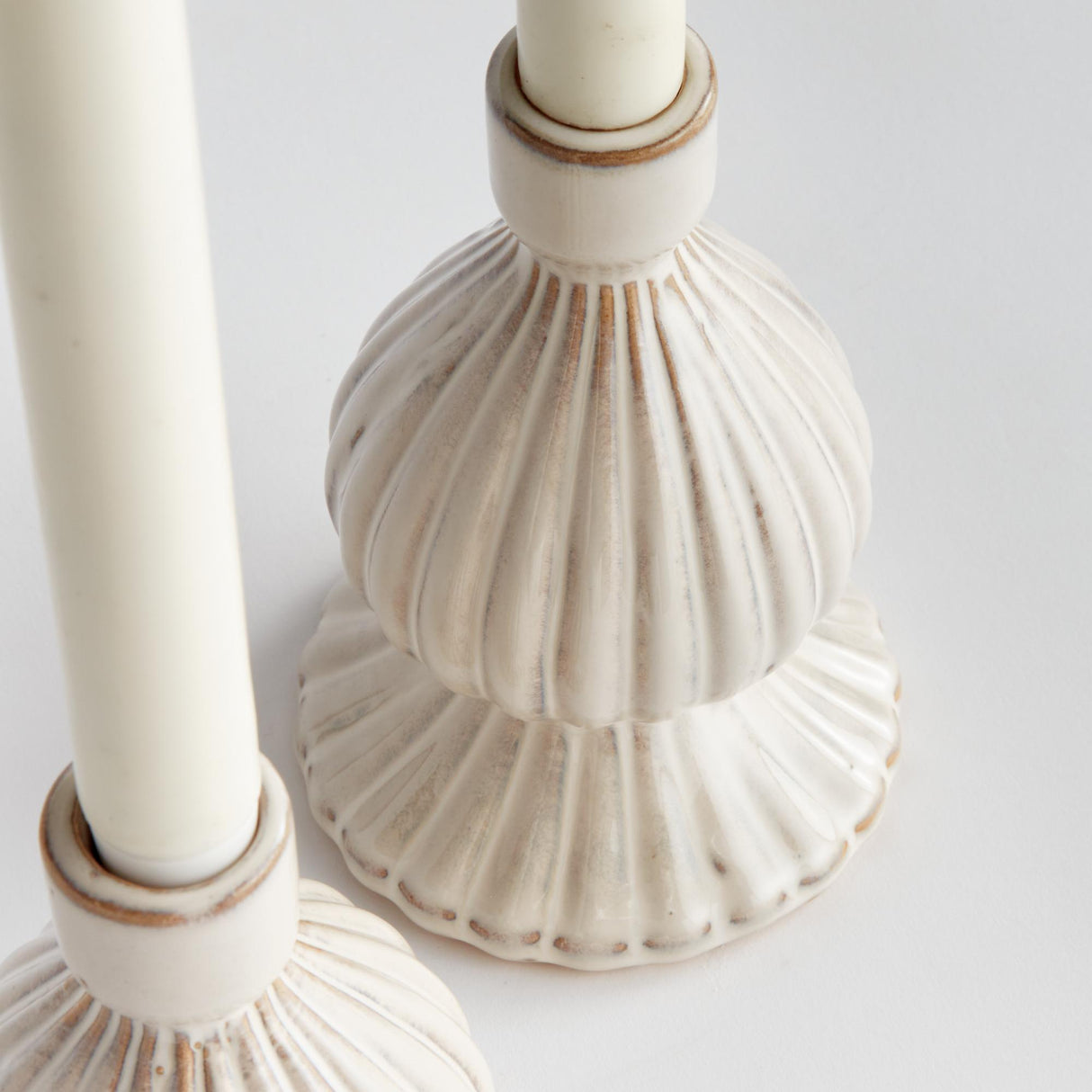 Napa Cream MELA TAPER HOLDERS, SET OF 2