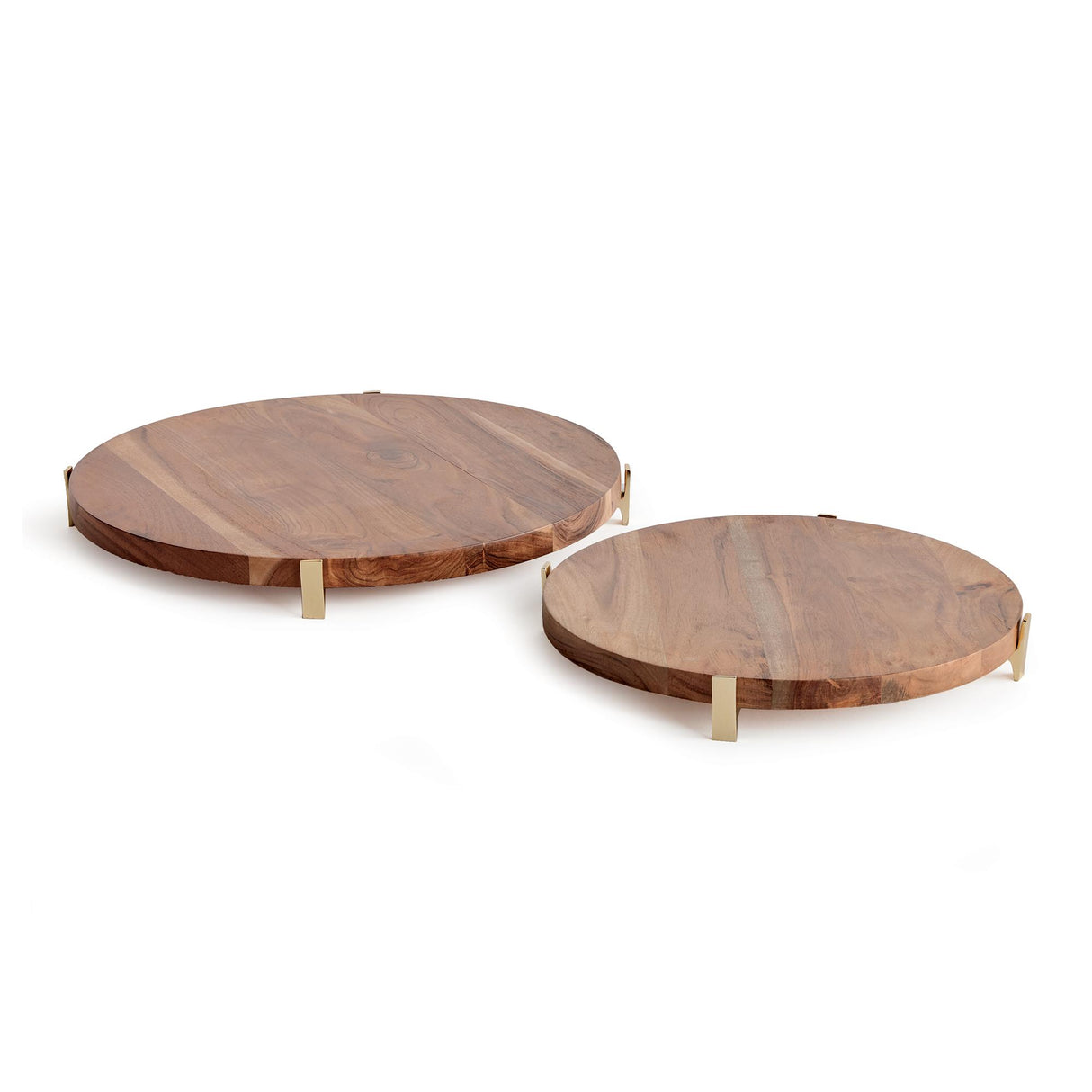 Napa Natural/Gold CHERIE ROUND SERVING BOARDS, SET OF 2