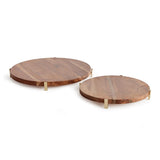 Napa Natural/Gold CHERIE ROUND SERVING BOARDS, SET OF 2
