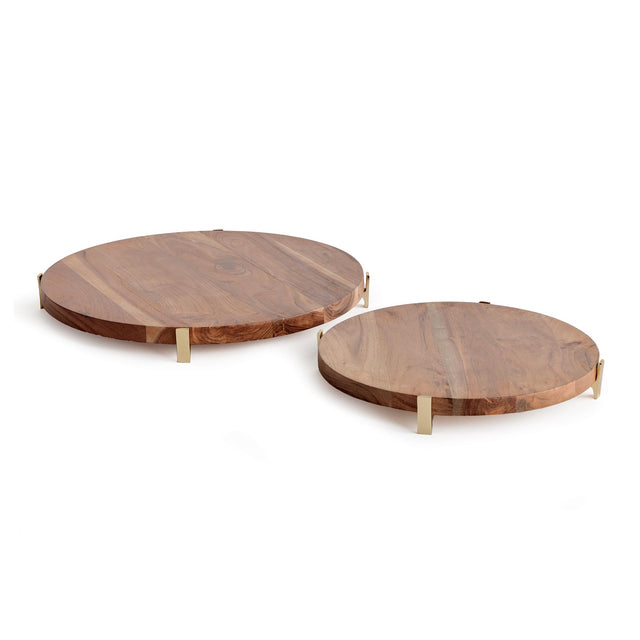Napa Natural/Gold CHERIE ROUND SERVING BOARDS, SET OF 2