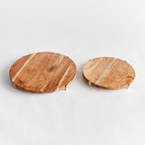 Napa Natural/Gold CHERIE ROUND SERVING BOARDS, SET OF 2