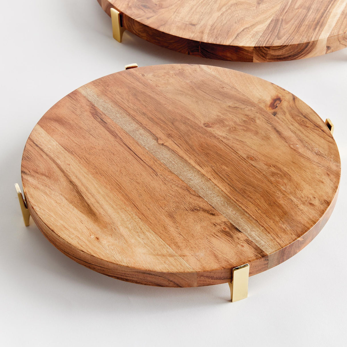 Napa Natural/Gold CHERIE ROUND SERVING BOARDS, SET OF 2