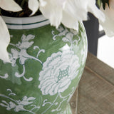 Napa Green/White IMPERIAL LOTUS LIDDED GINGER JAR