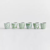 Napa Green/White IMPERIAL MINI FLOWER POTS, SET OF 6