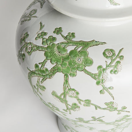 Napa Green/White IMPERIAL EMPRESS LIDDED GINGER JAR