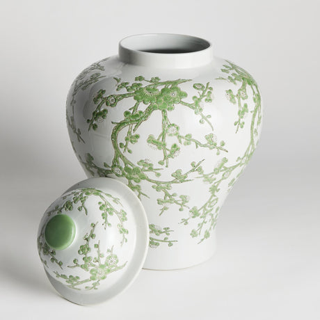 Napa Green/White IMPERIAL EMPRESS LIDDED GINGER JAR