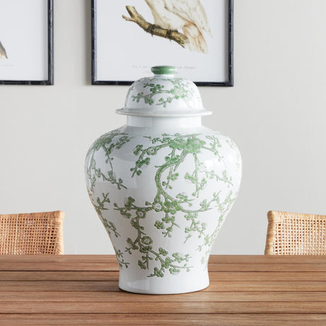 Napa Green/White IMPERIAL EMPRESS LIDDED GINGER JAR