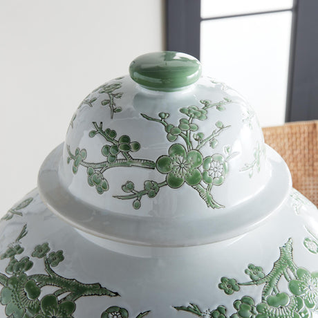 Napa Green/White IMPERIAL EMPRESS LIDDED GINGER JAR