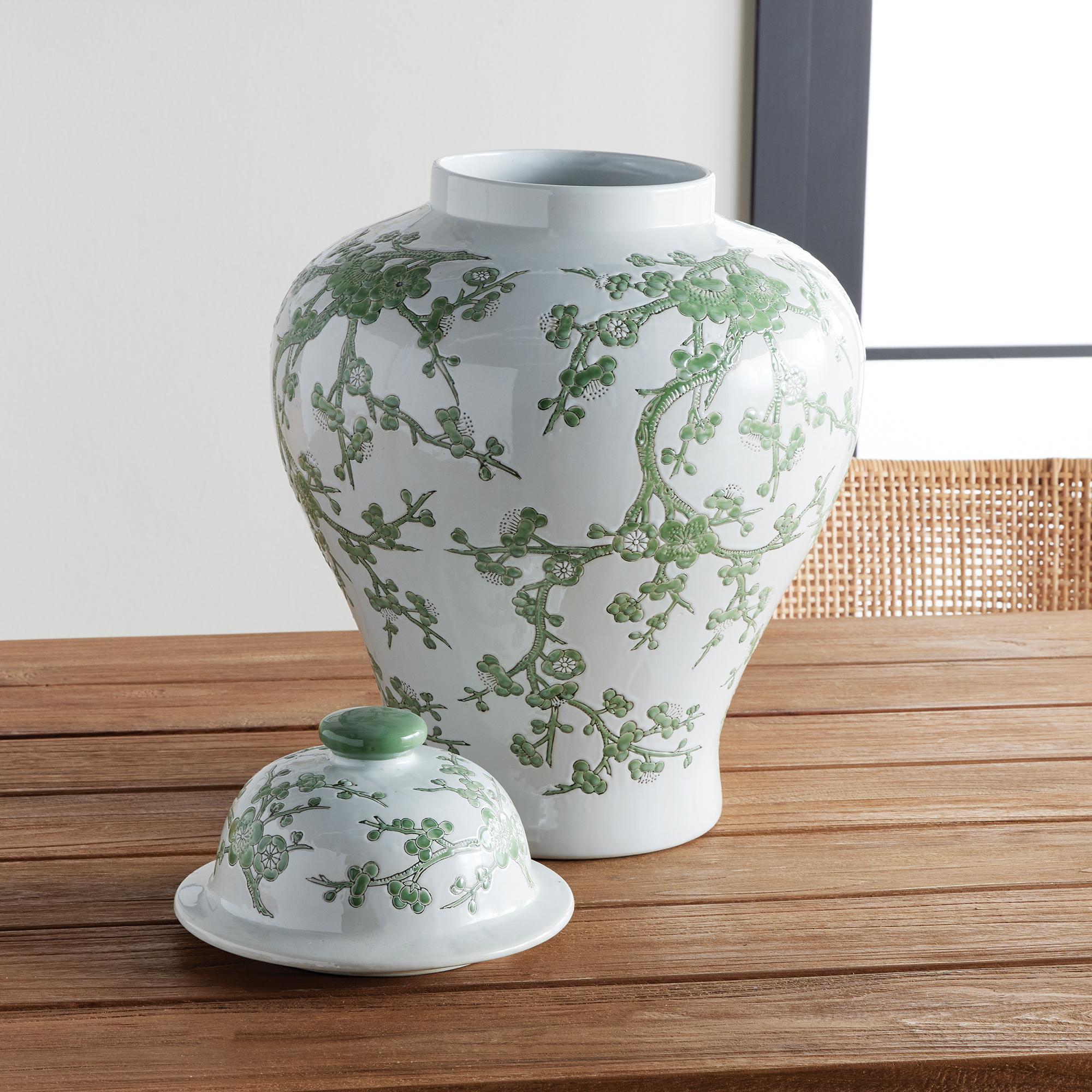 Napa Green/White Imperial Empress Lidded Ginger Jar – DecoratorsBest