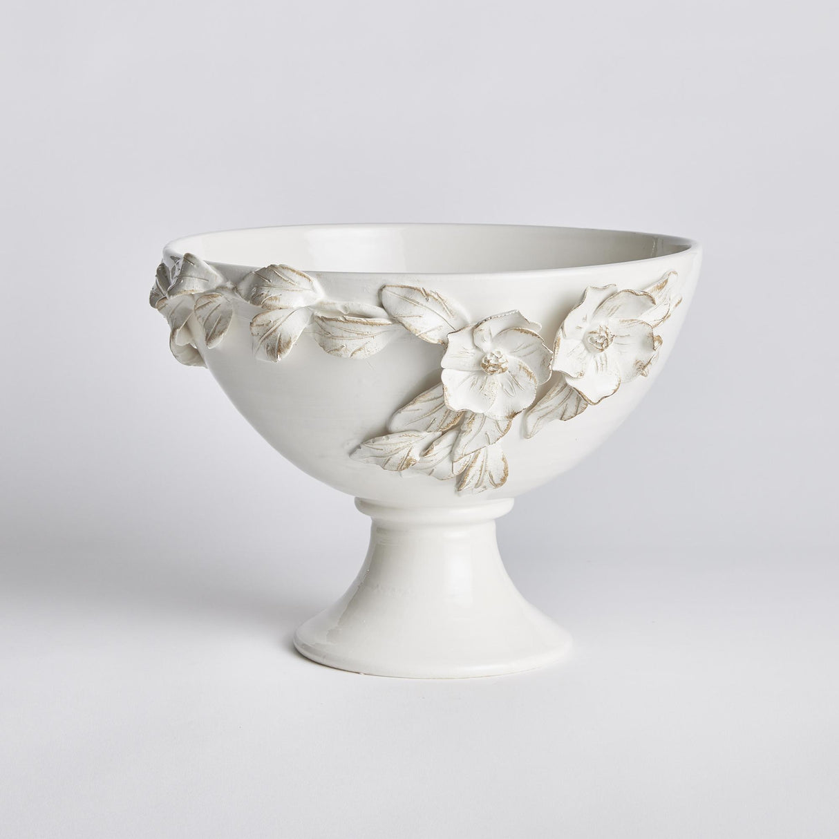 Napa White FIORI DECORATIVE FOOTED BOWL