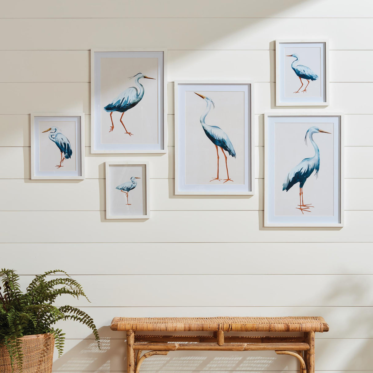Napa Includes mat BLUE HERON GALLERY PRINTS, SET OF 6