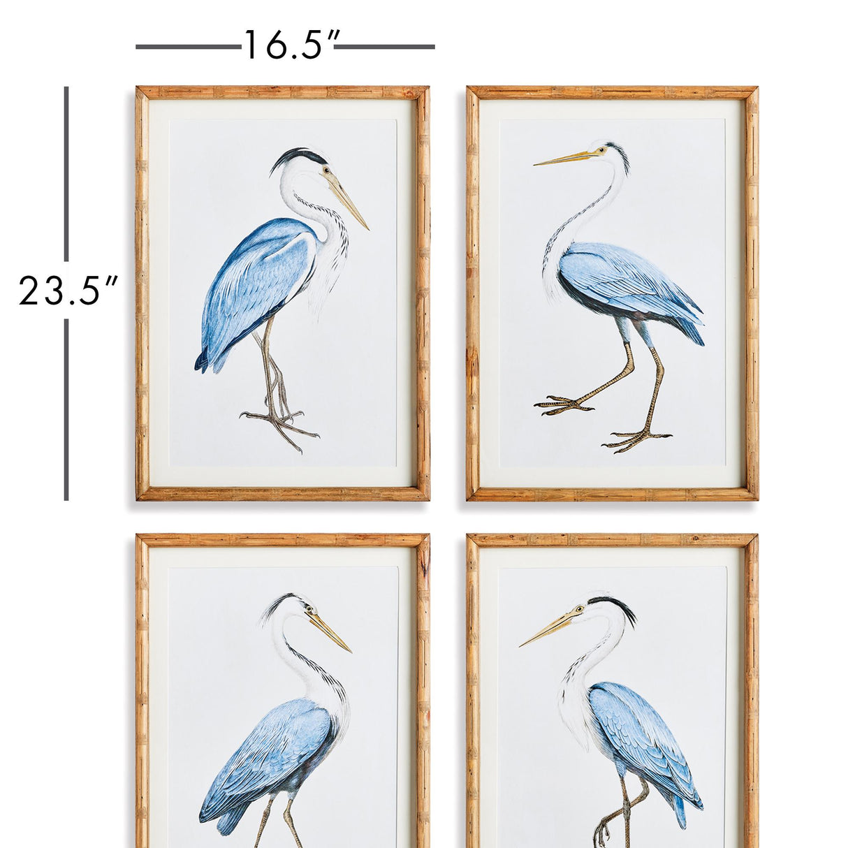 Napa Natural/Blue Elegant Blue Heron Prints, Set Of 4