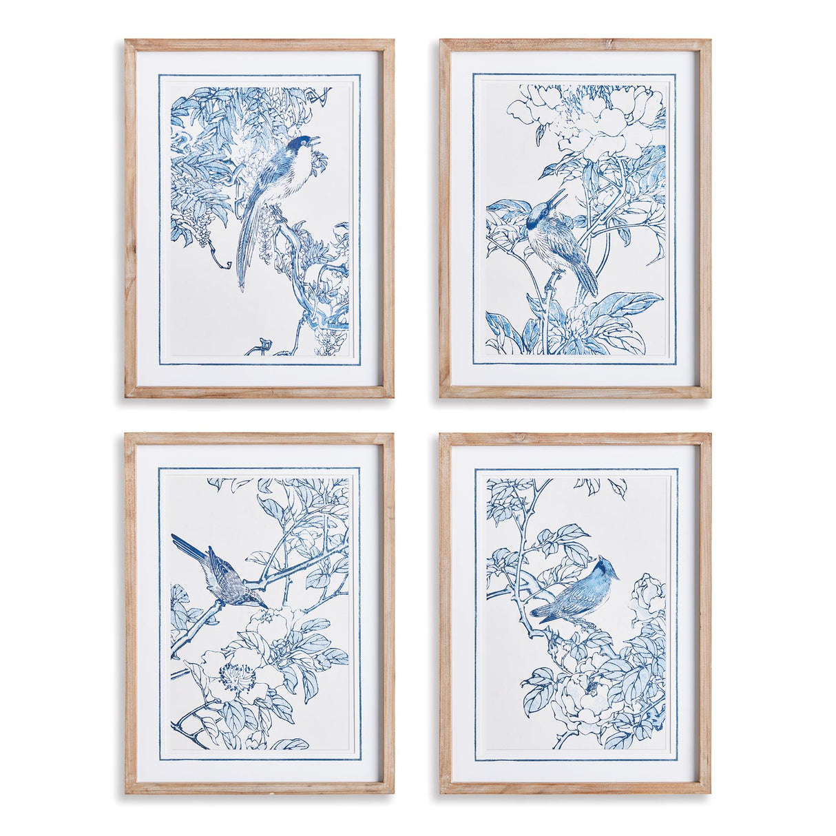 Napa Includes mat MONOCHROMATIC BIRD STUDY, SET OF 4