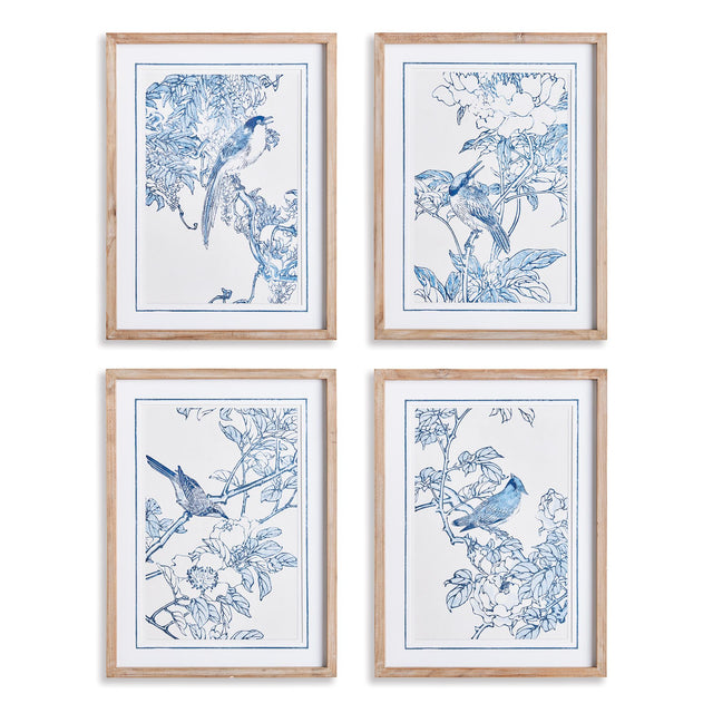 Napa Includes mat MONOCHROMATIC BIRD STUDY, SET OF 4