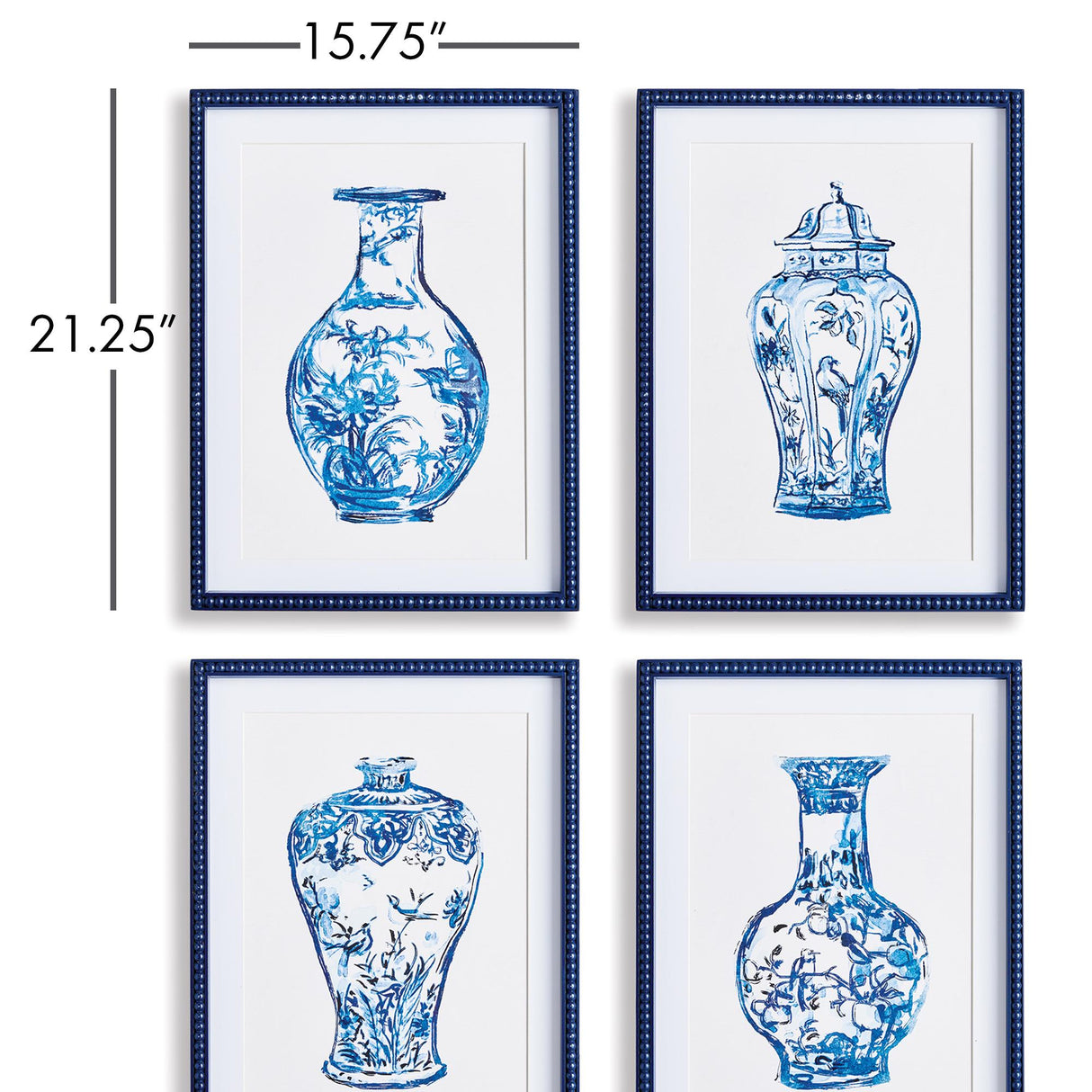 Napa Navy/Blue Ornamental Urns In Blue, Set Of 4