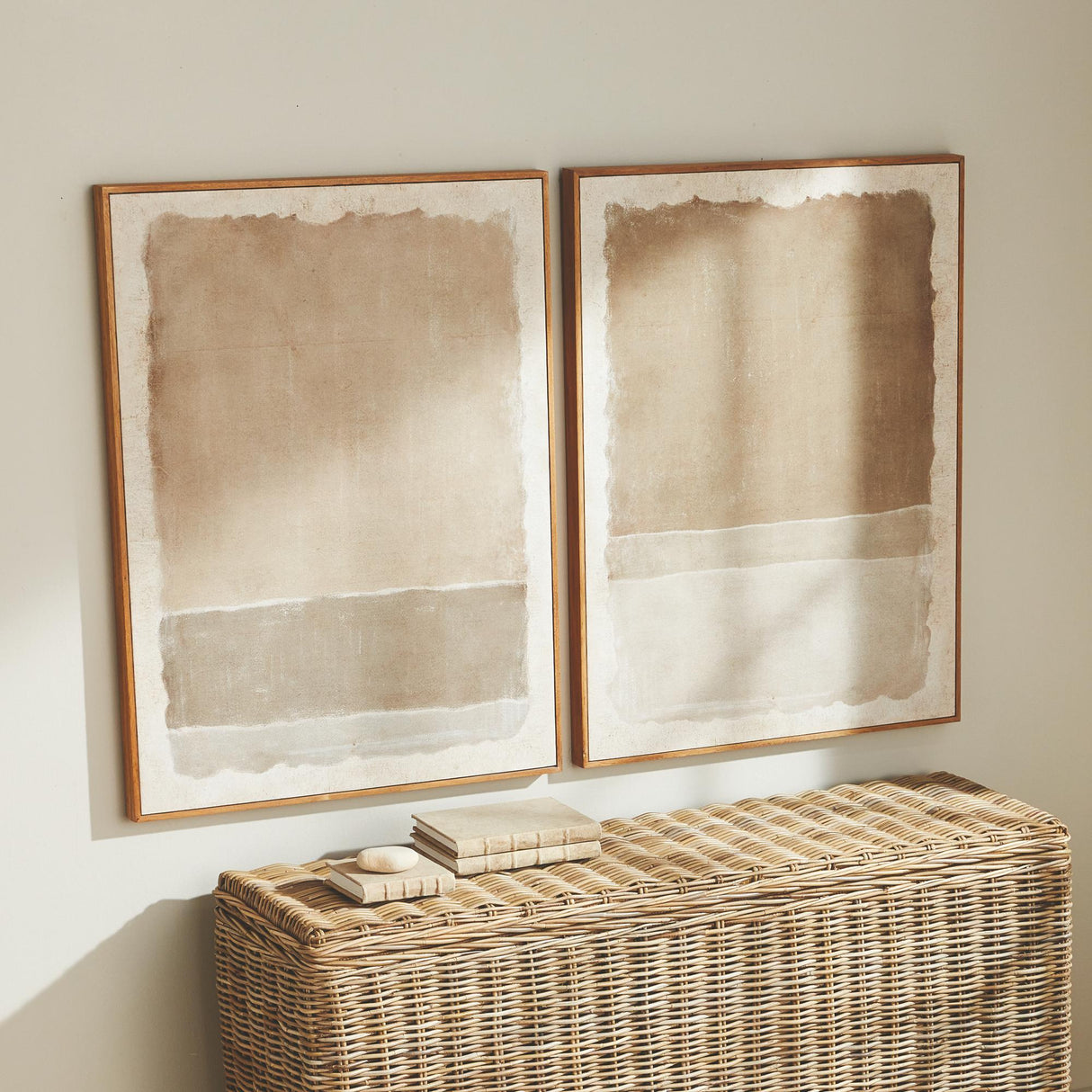 Napa Hangs vertical or horizontal COMPOSITION IN TAUPE GICLEES, SET OF 2