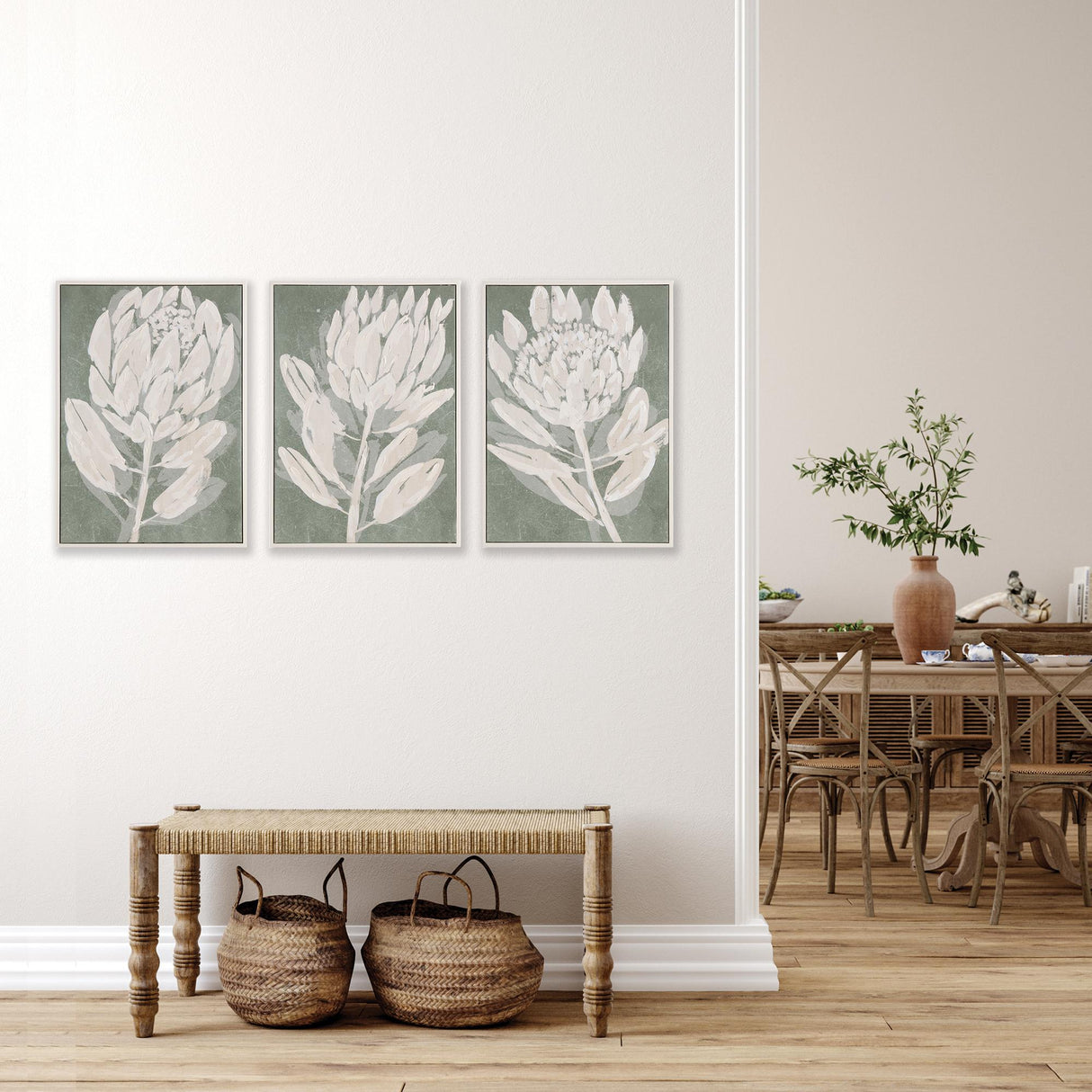 Napa  PROTEA TRIPTYCH HAND-EMBELLISHED GICLEES, SET OF 3