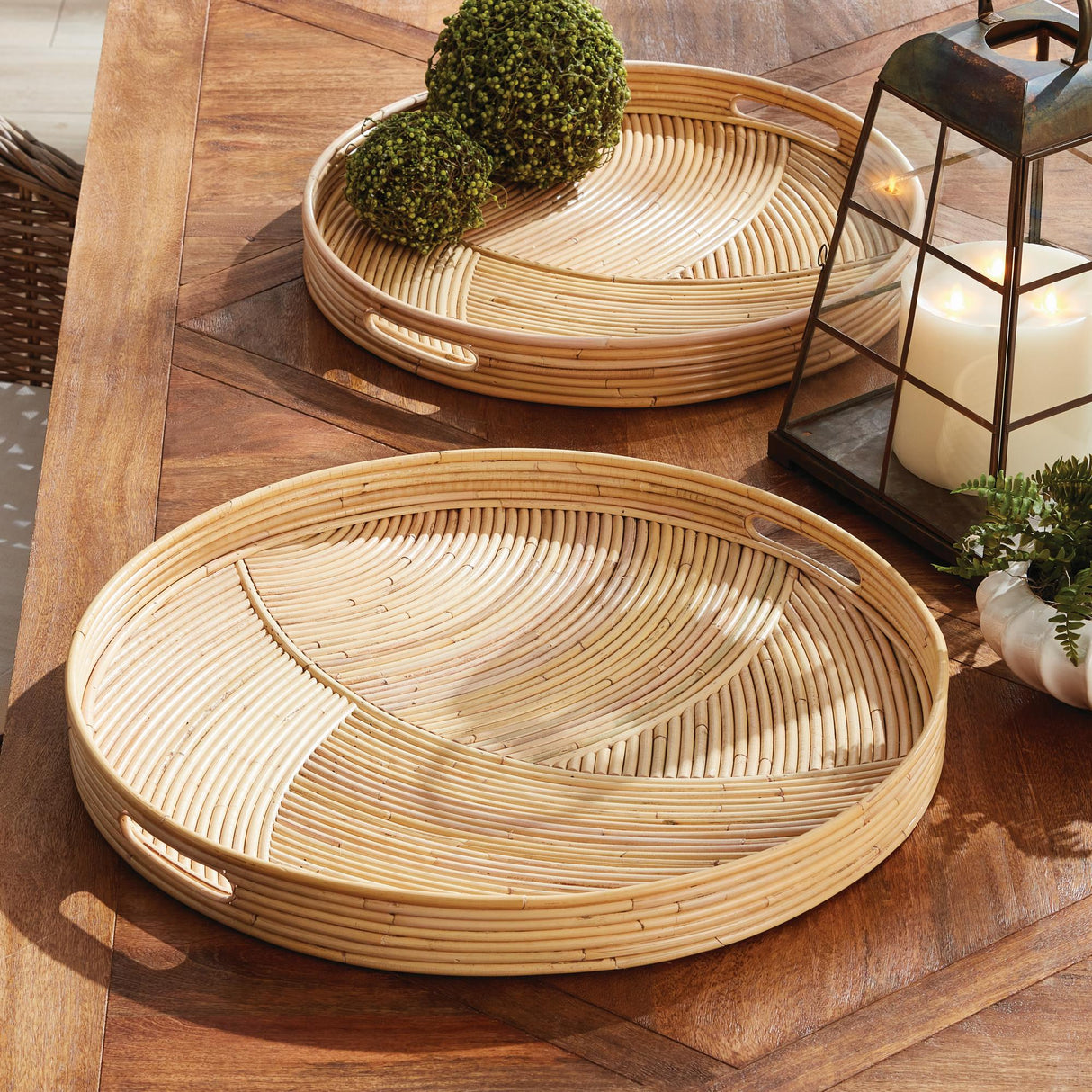 Napa Natural JELANI CANE ROUND TRAYS, SET OF 2