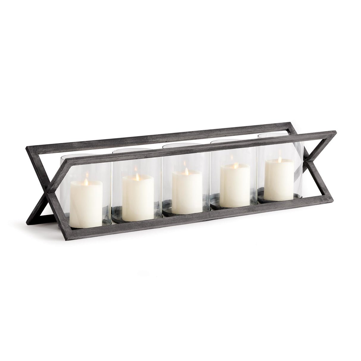 Napa Aged Zinc/Clear BAXTON 5-PILLAR CANDLEHOLDER