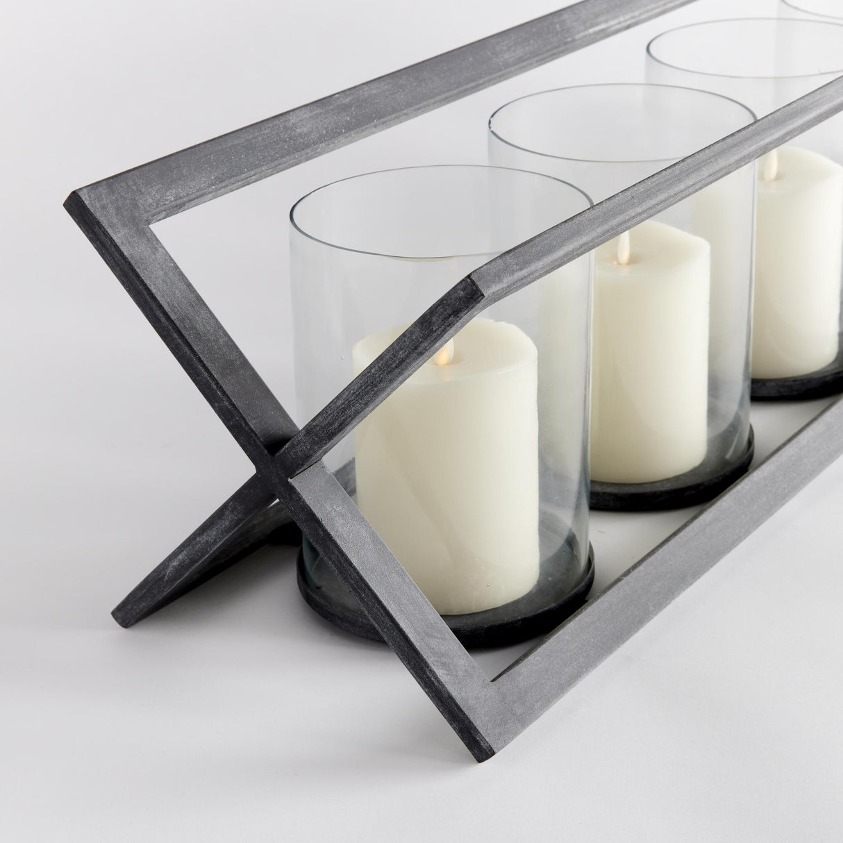 Napa Aged Zinc/Clear BAXTON 5-PILLAR CANDLEHOLDER