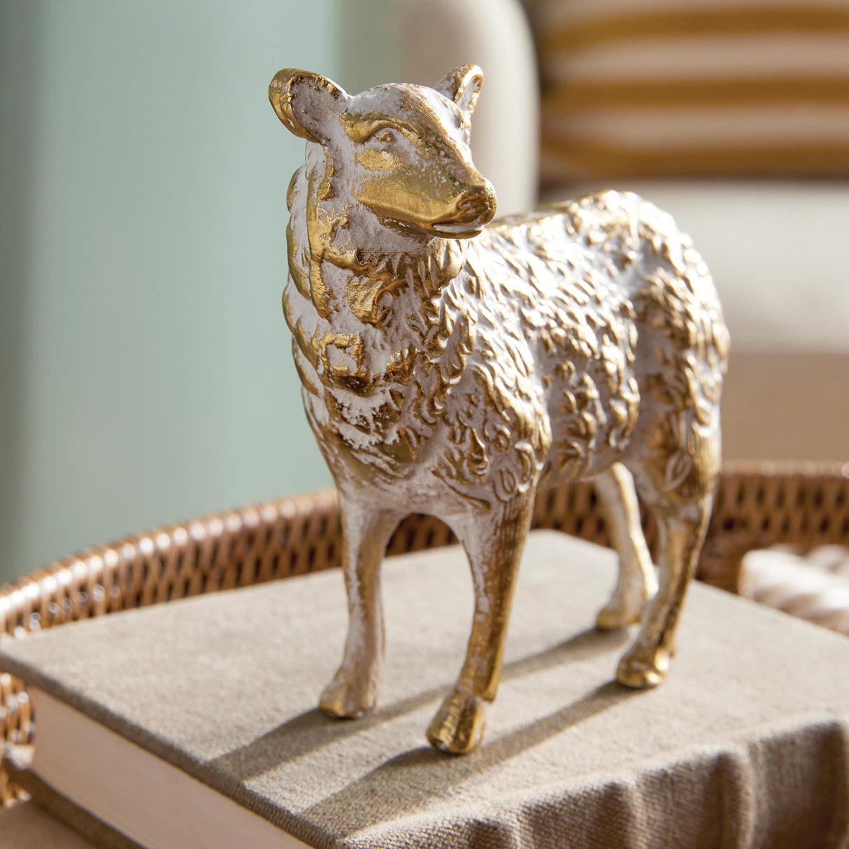 Napa White Ash Gold TUFTON SHEEP SCULPTURE