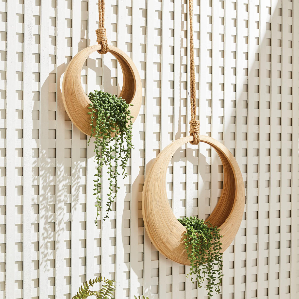 Napa Natural JAYLA BAMBOO HANGING BASKETS, SET OF 2