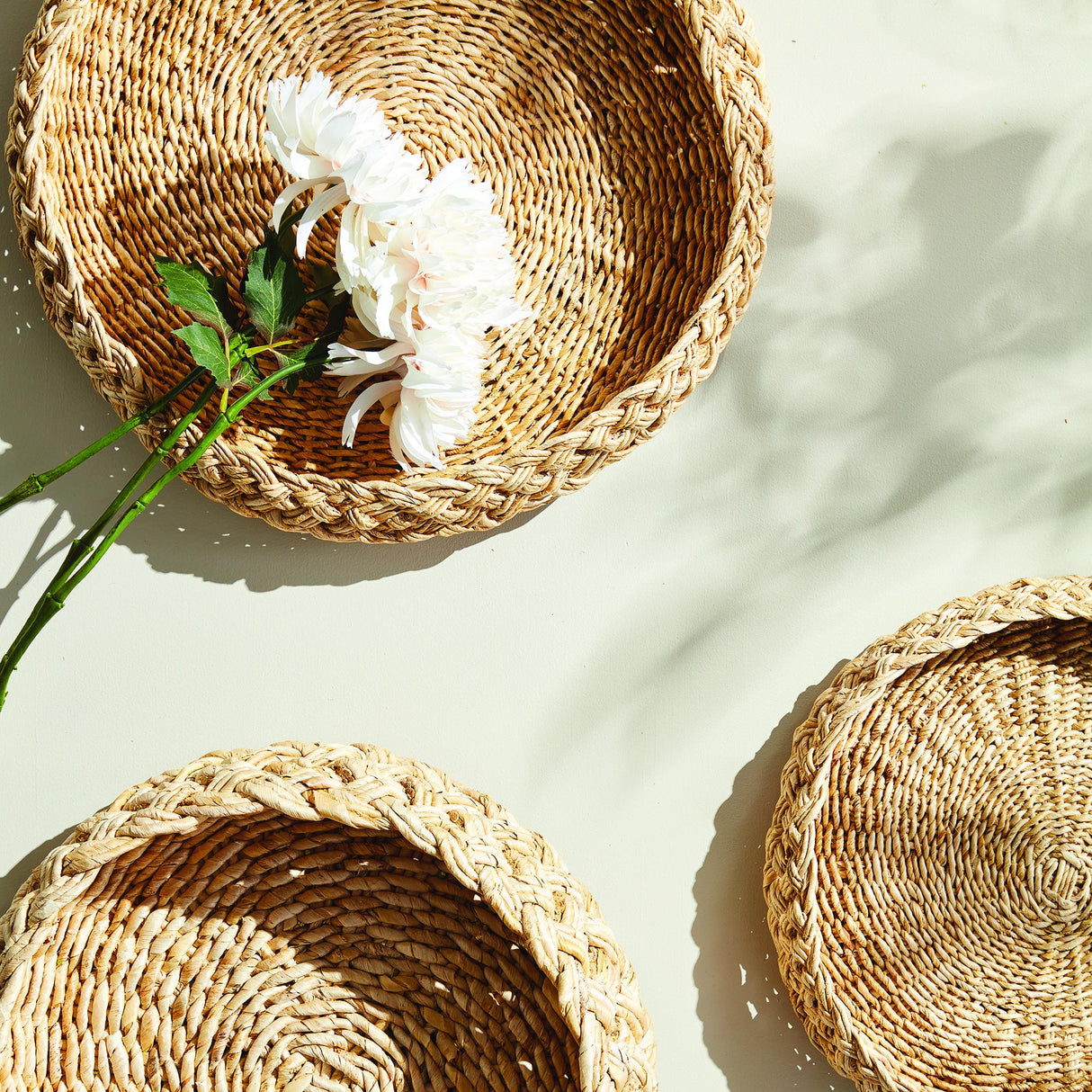 Napa Natural ABACA FRENCH BRAIDED BASKETS, SET OF 2