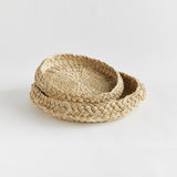 Napa Natural ABACA FRENCH BRAIDED ROUND TRAYS, SET OF 2