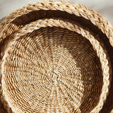 Napa Natural ABACA FRENCH BRAIDED ROUND TRAYS, SET OF 2