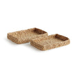 Napa Natural ABACA FRENCH BRAIDED SQUARE TRAYS, SET OF 2