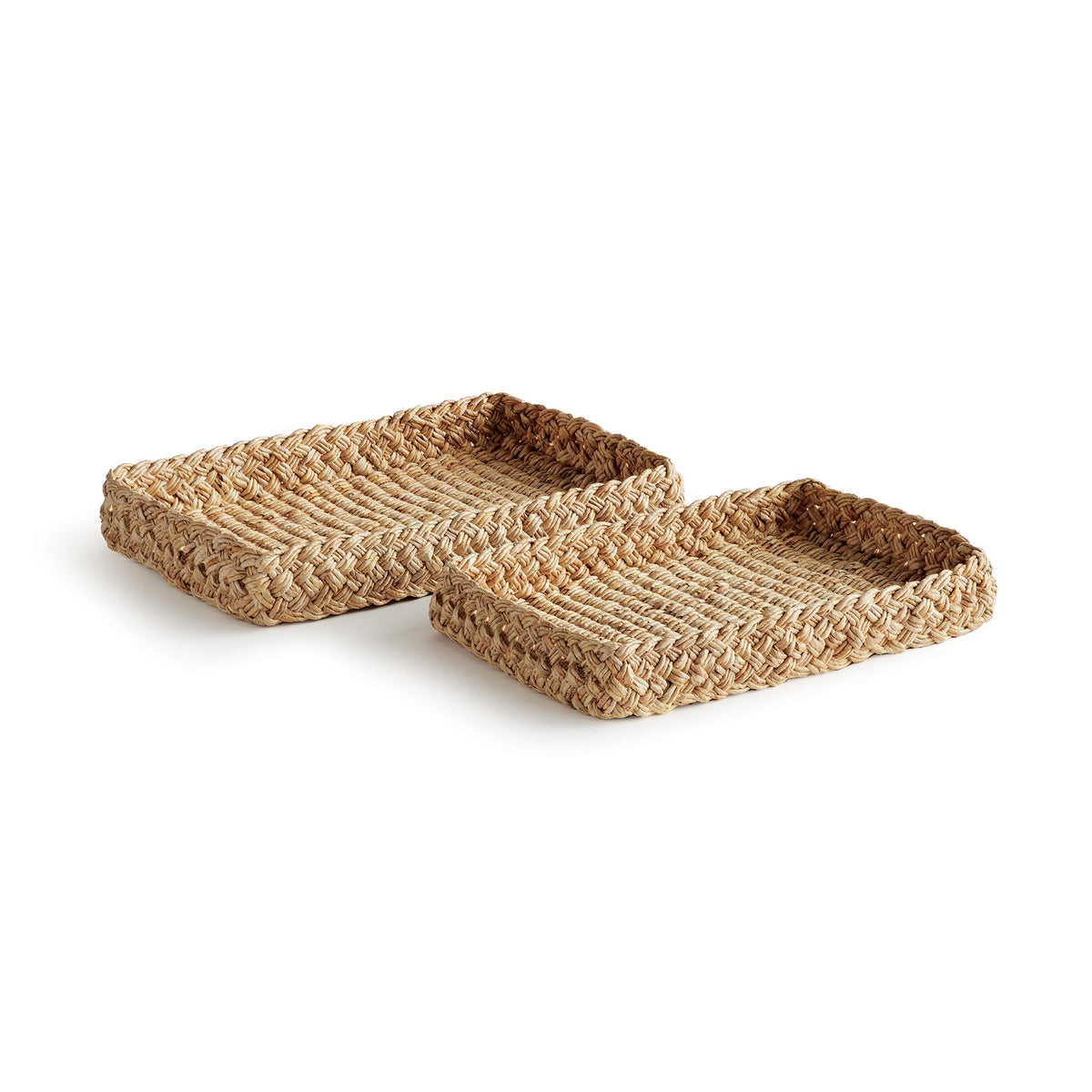 Napa Natural ABACA FRENCH BRAIDED SQUARE TRAYS, SET OF 2