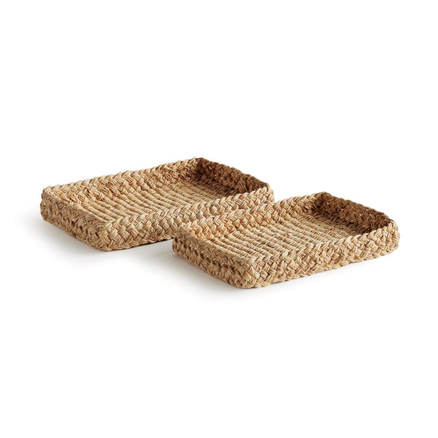 Napa Natural ABACA FRENCH BRAIDED SQUARE TRAYS, SET OF 2