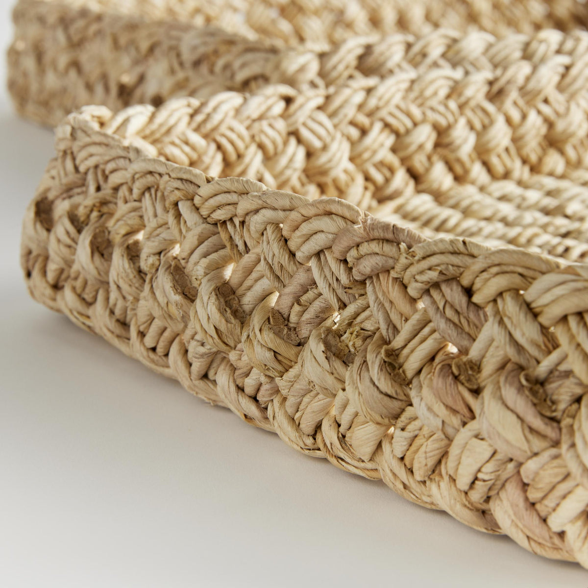 Napa Natural ABACA FRENCH BRAIDED SQUARE TRAYS, SET OF 2