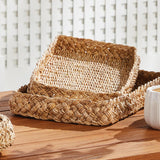 Napa Natural ABACA FRENCH BRAIDED SQUARE TRAYS, SET OF 2
