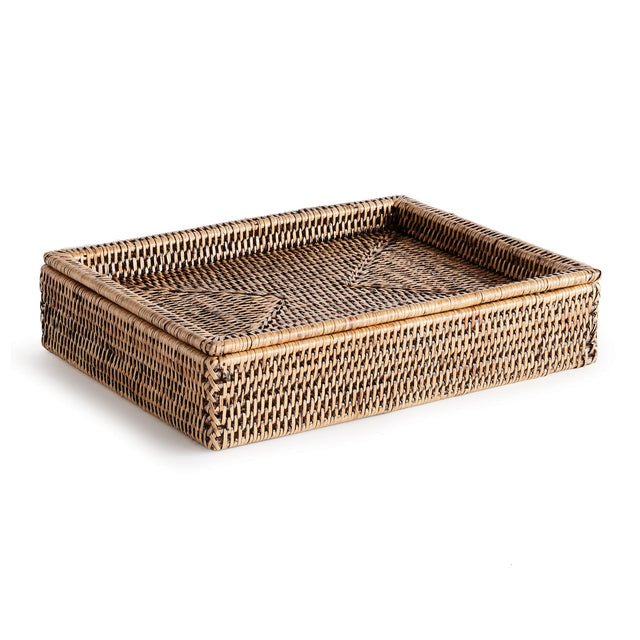 Napa Warm Brown BURMA RATTAN LIDDED LETTER BOX
