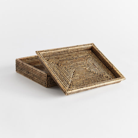 Napa Warm Brown BURMA RATTAN LIDDED LETTER BOX